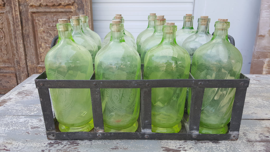 Green Bottle Metal Carrier Set