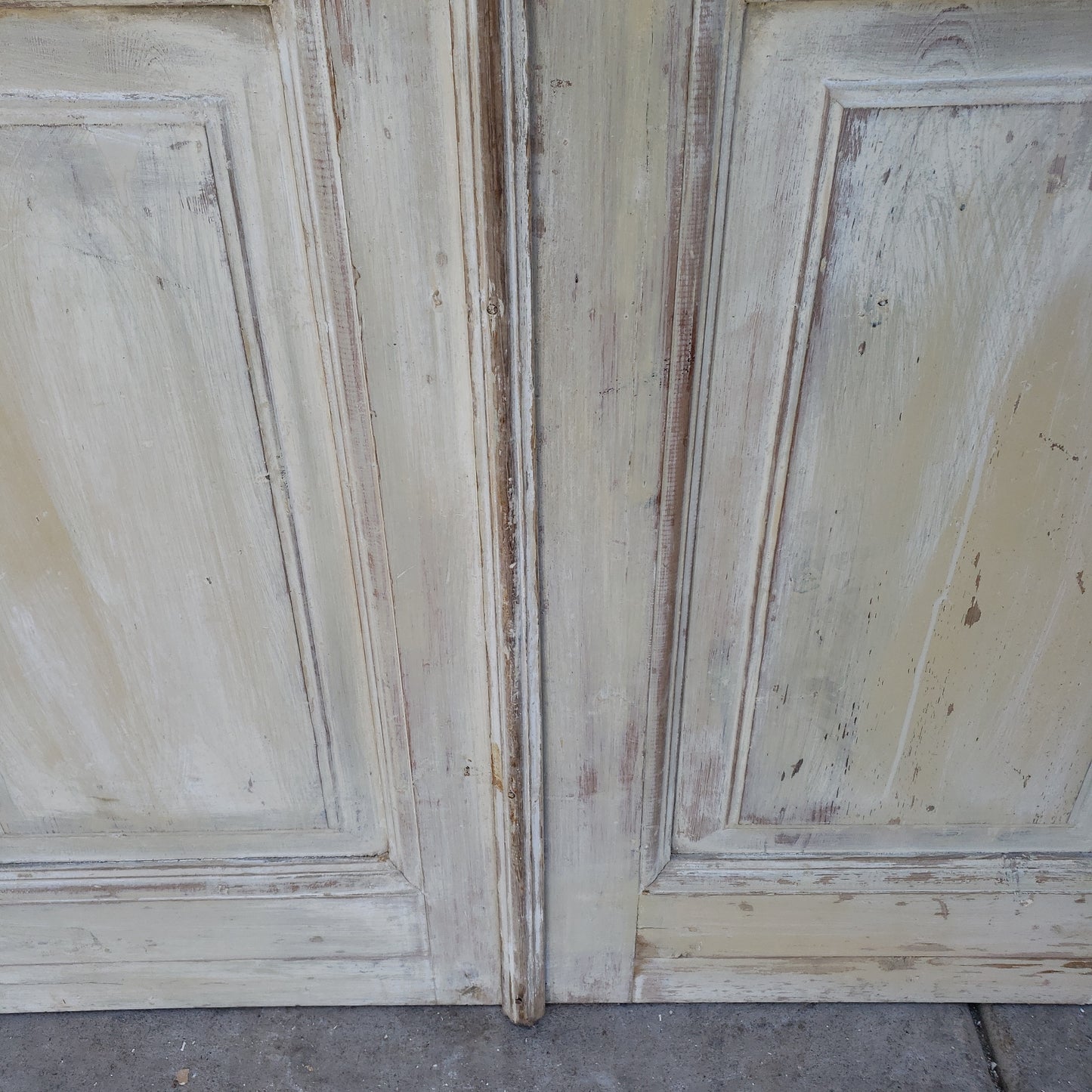 Pair of 8 Lite Washed Wood Antique Doors