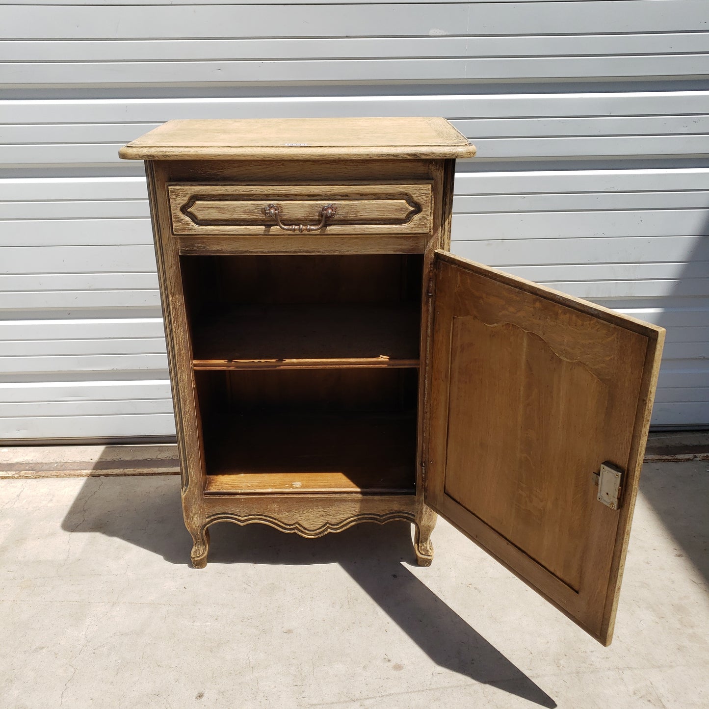 Bleached French Antique Side Cabinet / Nightstand