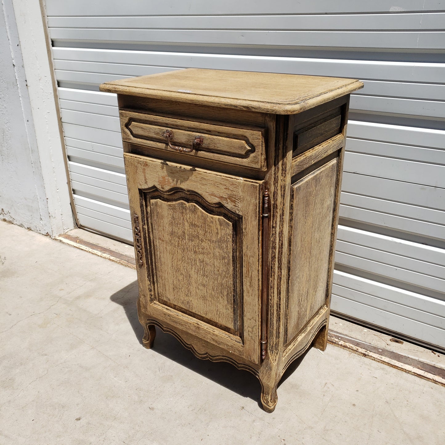 Bleached French Antique Side Cabinet / Nightstand
