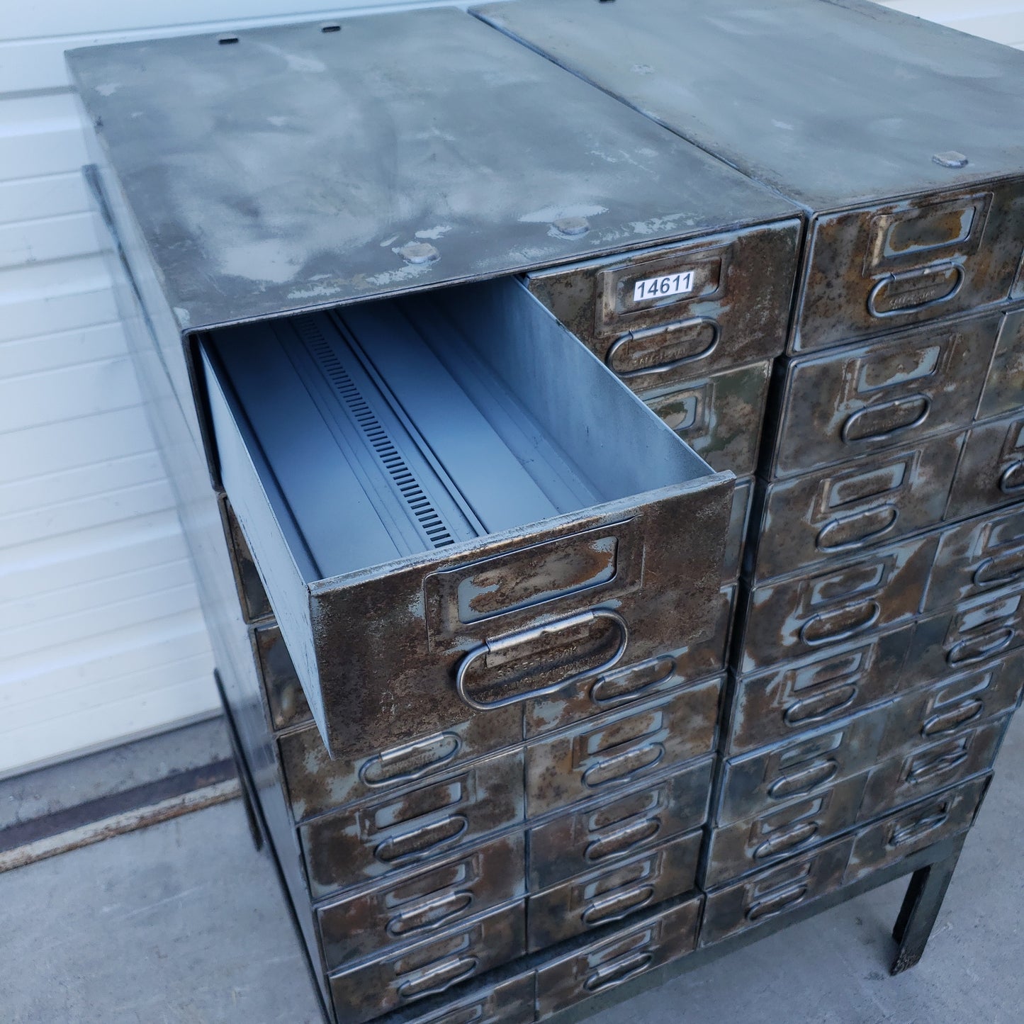 Stacking Stripped Multi-drawer Cabinet on Base