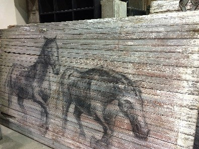 Painted Galloping Stallion Horses Single Barn Door