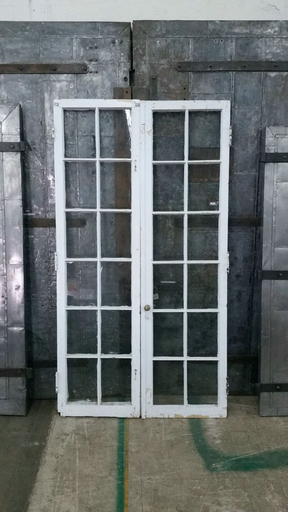 Pair of 12 Lite White French Doors