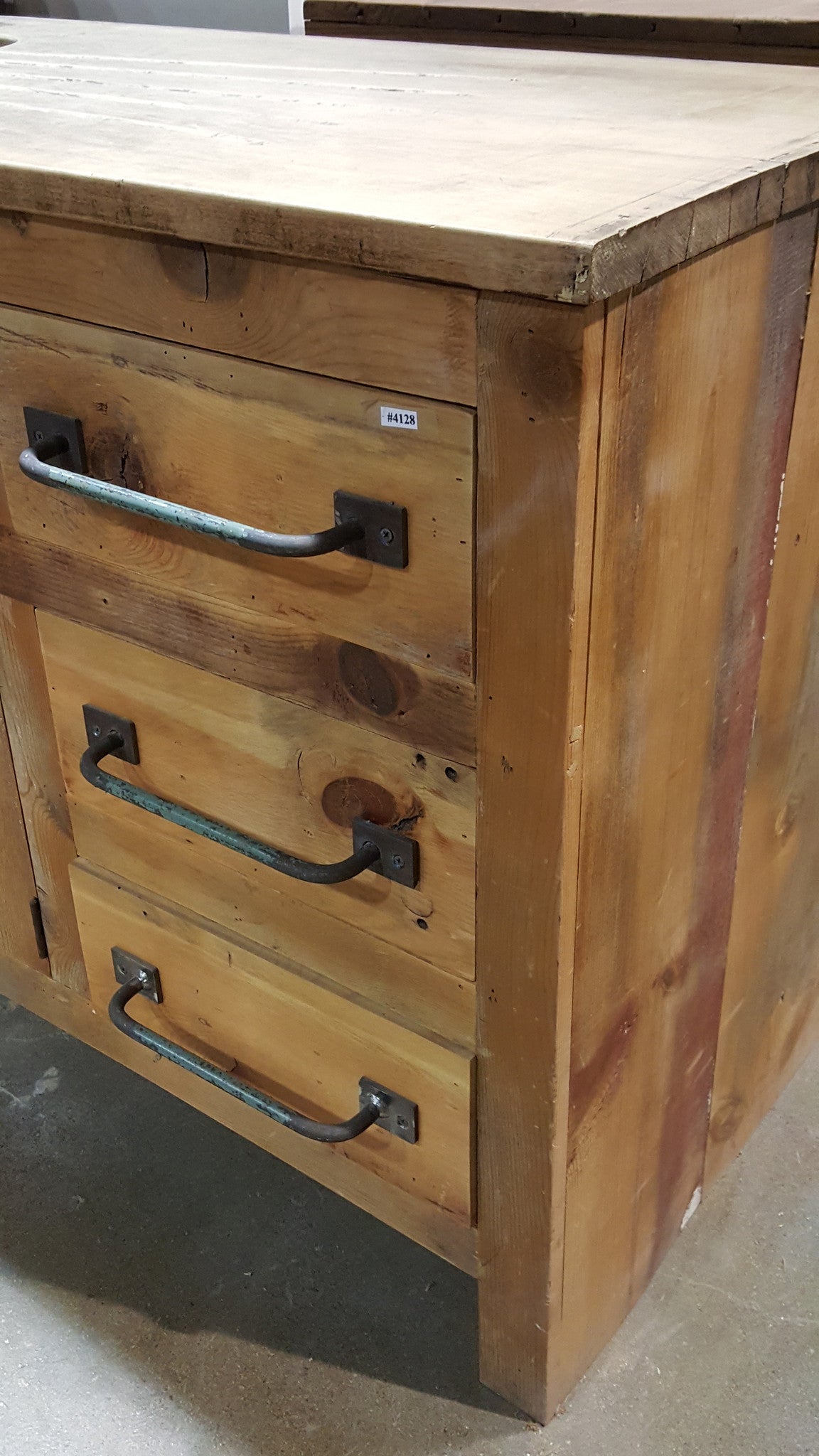 Reclaimed Wood Kitchen Counter Top with Copper Sink AND FAUCET