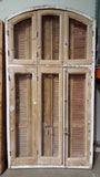 9 Pane Arched Natural Wood Window and Shutter Set