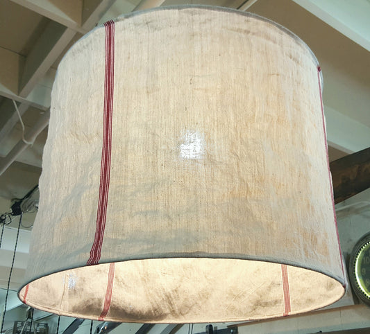 Round French Grain Sack Lamp Shade