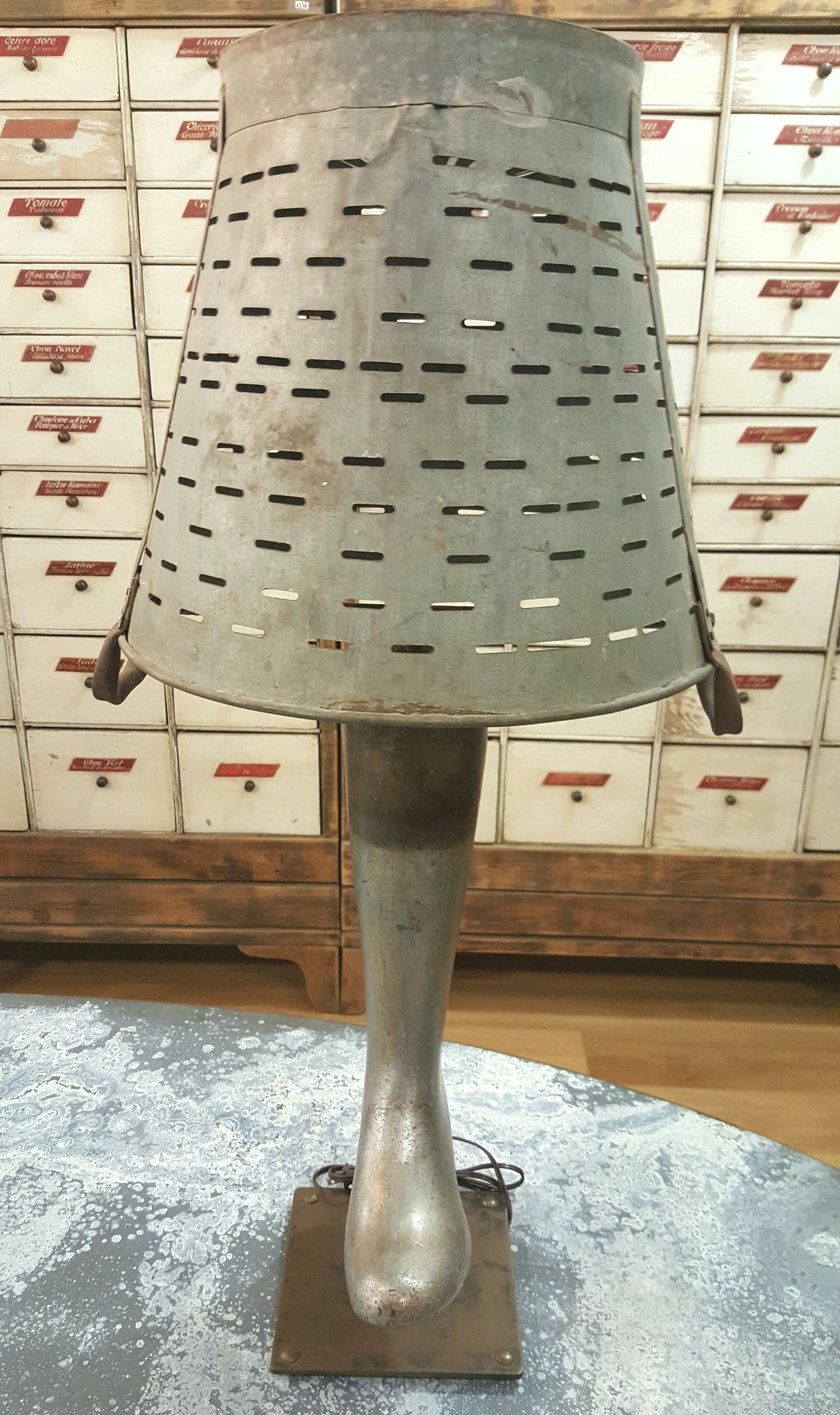 Repurposed Olive Bucket Boot Mold Table Lamp / Light
