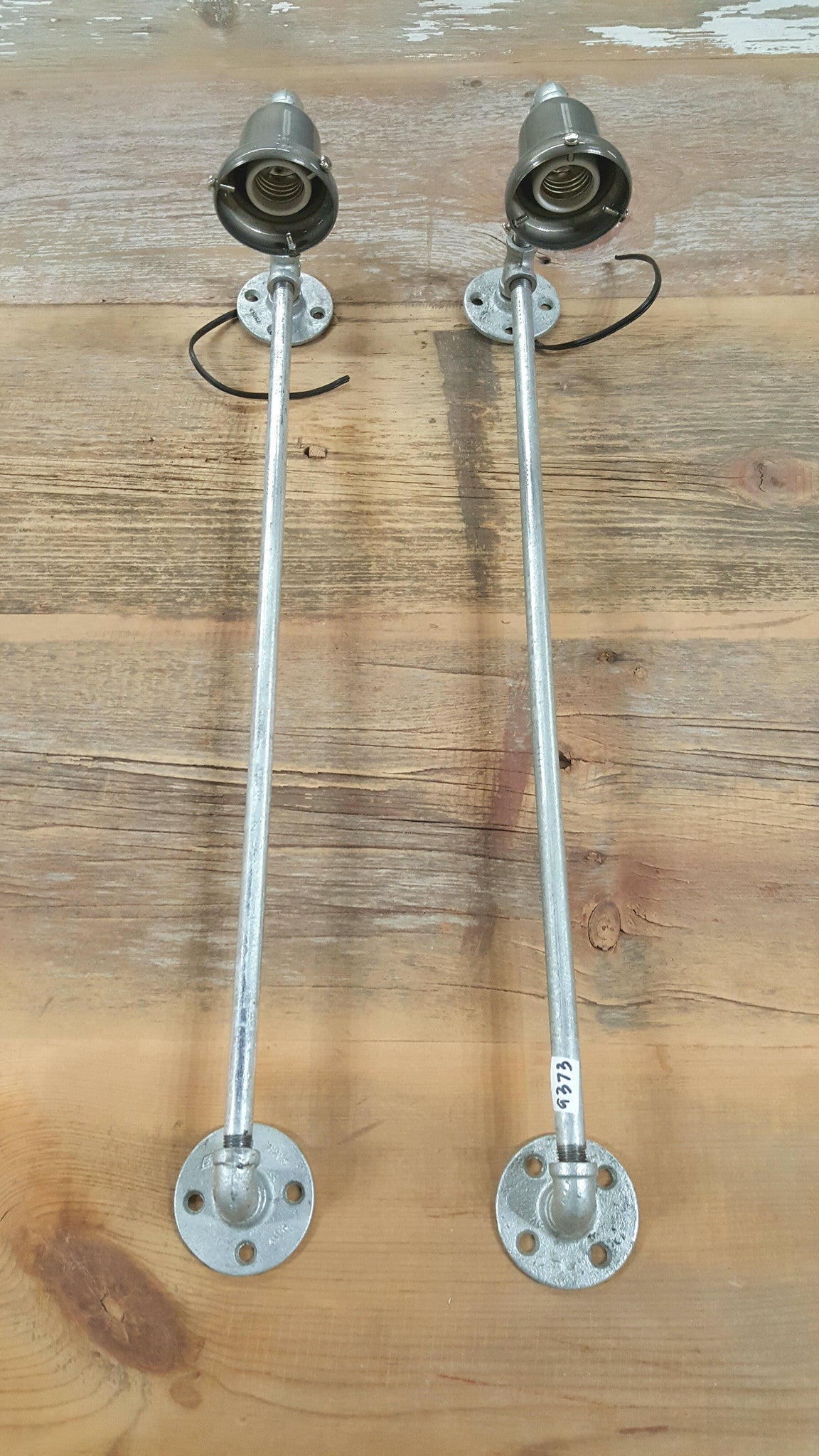 Pair of Galvanized Metal Pipe Wall Sconce Lights