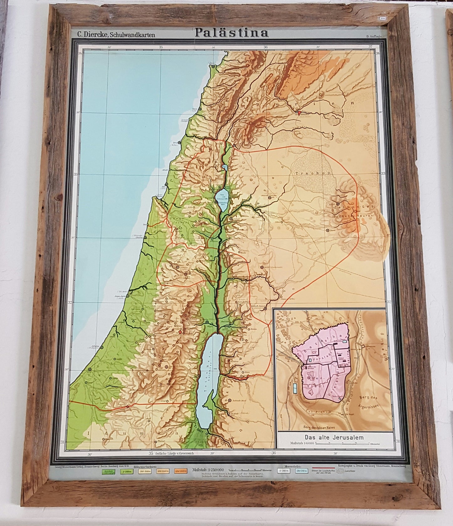 Barn Wood Framed Palestine Map