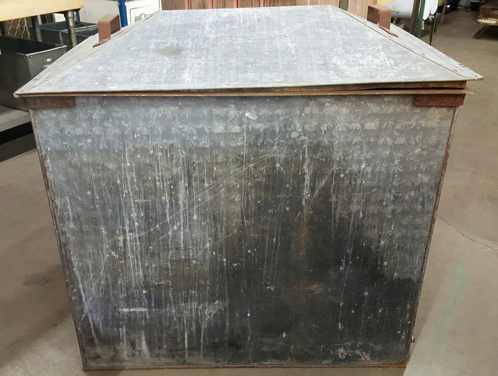 Large Galvanized Metal Container with Handles on Top and Sides