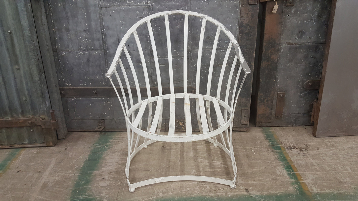 Mid Century Modern White Metal Patio Chair