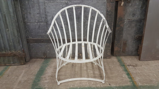 Mid Century Modern White Metal Patio Chair