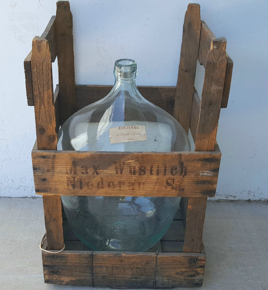 French Wine Bottle in Crate