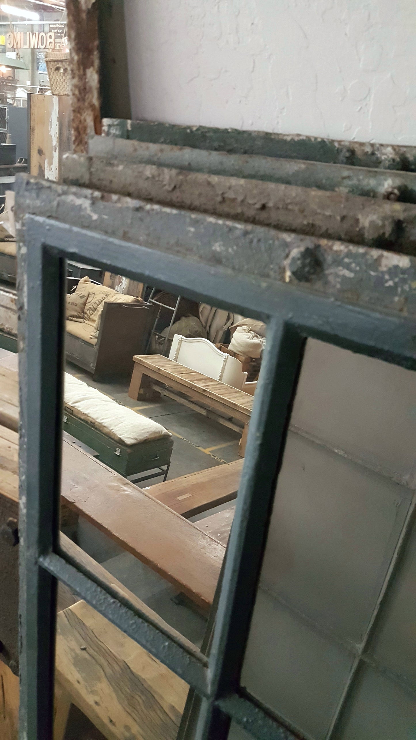 30 Pane Repurposed Rectangle Metal Mirror