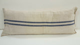 Blue Striped Natural Grain Sack Body Pillow Case