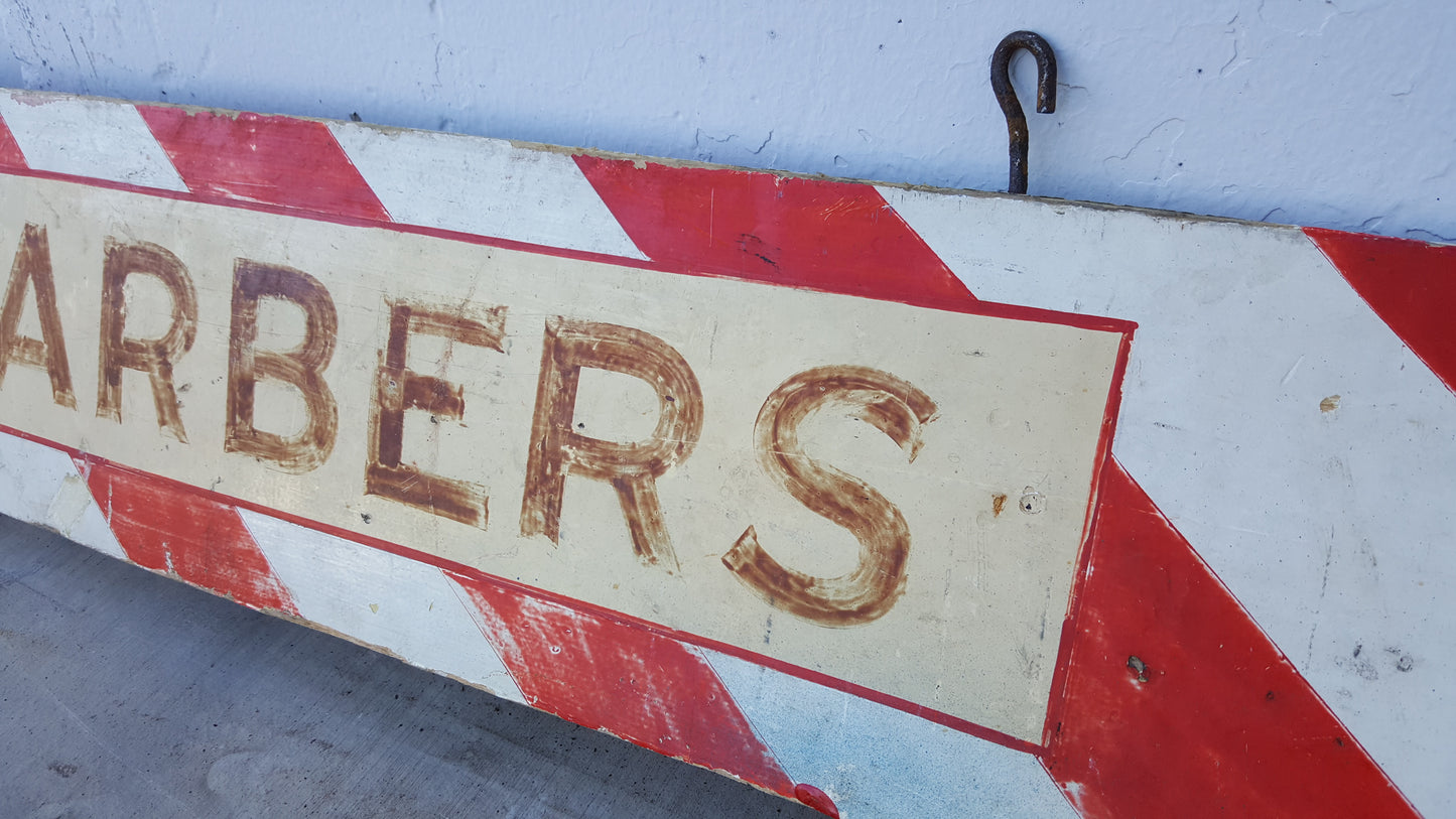 4 Barbers Red & White Arrow Wooden Sign
