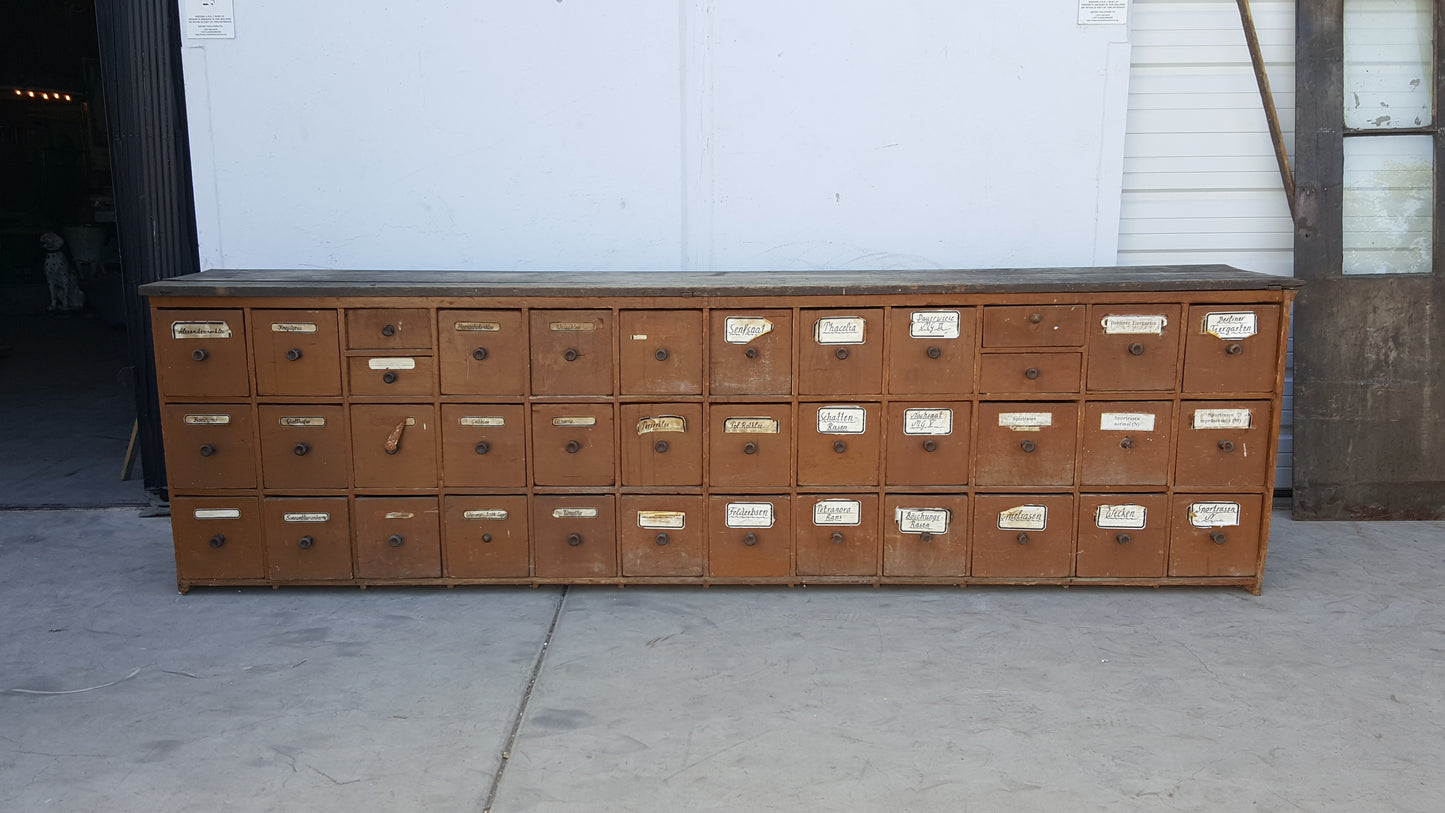 Antique 38 Drawer German Apothecary Counter/Cabinet