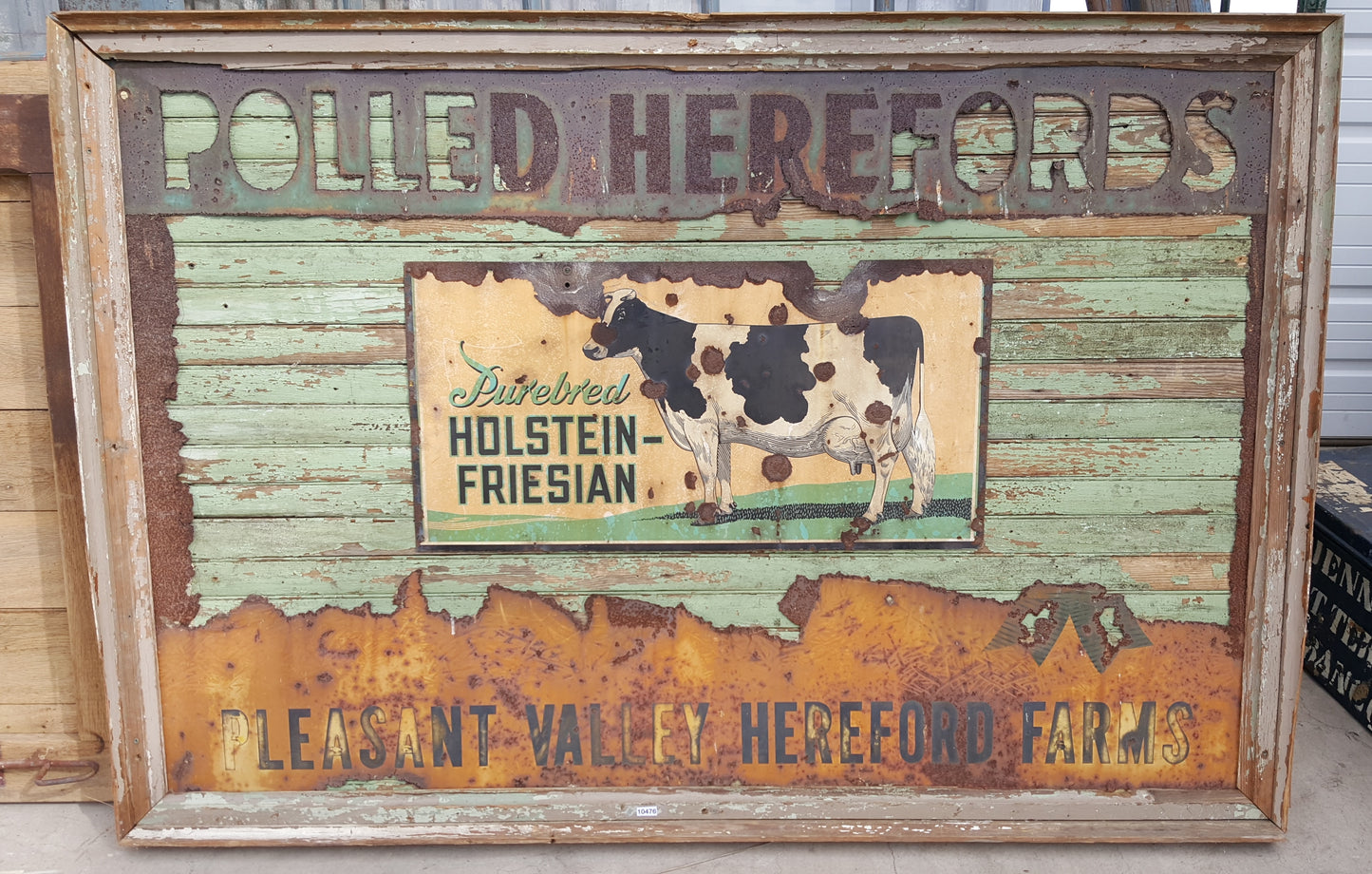 Polled Herefords Holstein Wood and Metal Sign