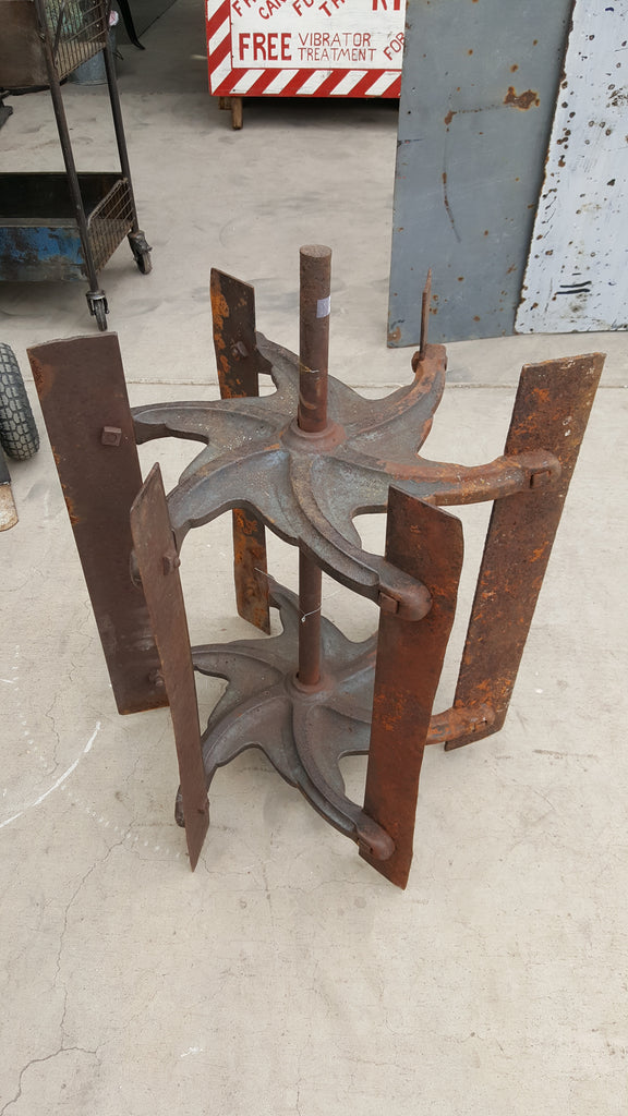 Industrial Salvaged Iron Machine Blade Table Base