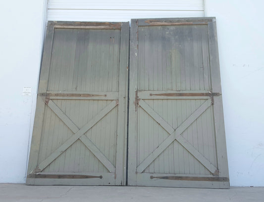 Pair of 2 Panel Gray Antique Barn Doors