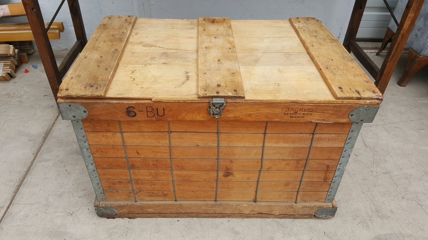 Old Wooden Trunk with Lid