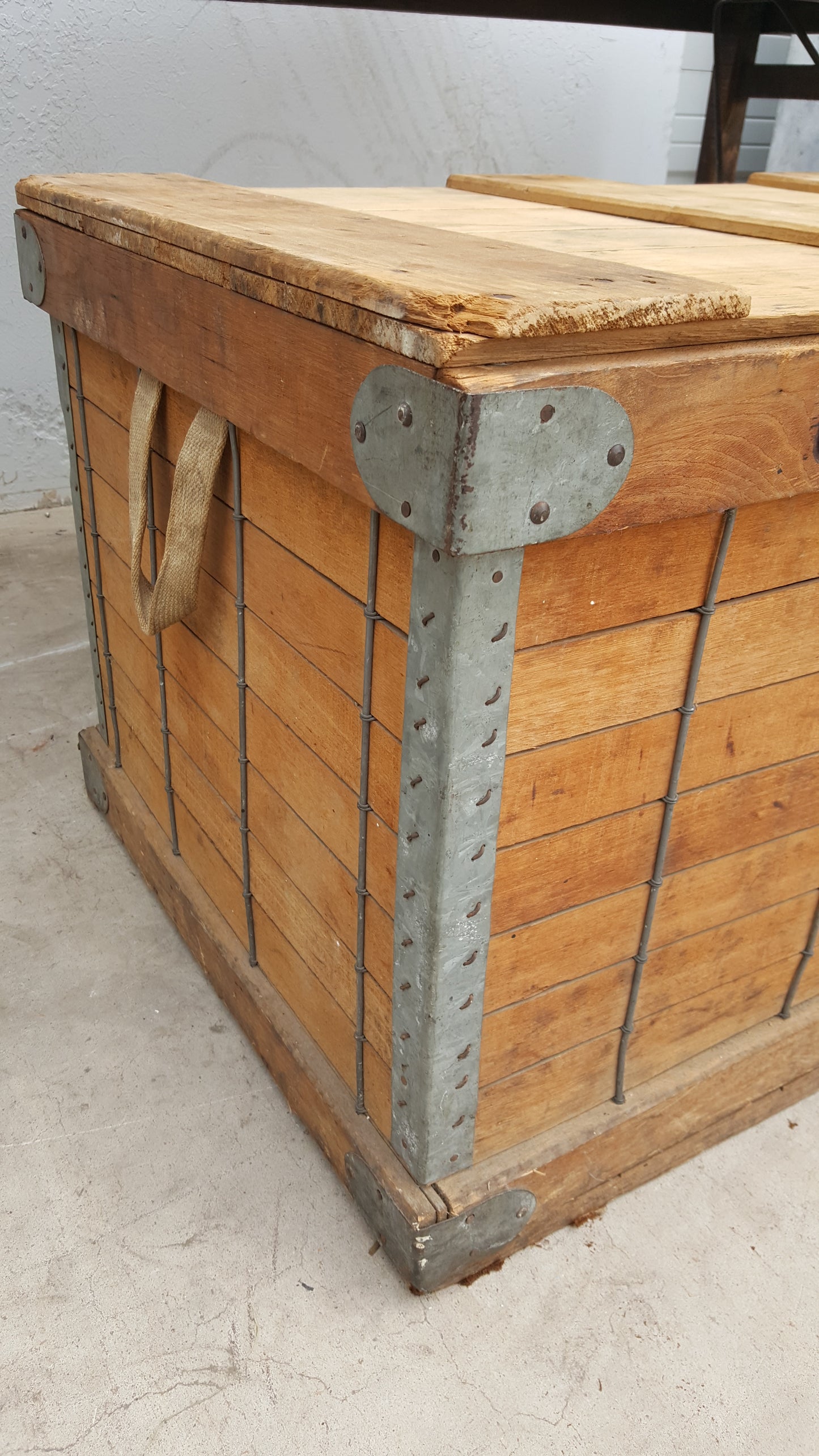 Old Wooden Trunk with Lid