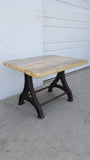 Wooden Table with Industrial Iron Base