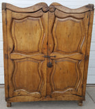 Antique 4 Panel Natural Wood Armoire
