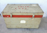 Wooden European Trunk with Red Stripe