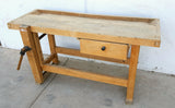 Antique Wood Work Table w. Vise