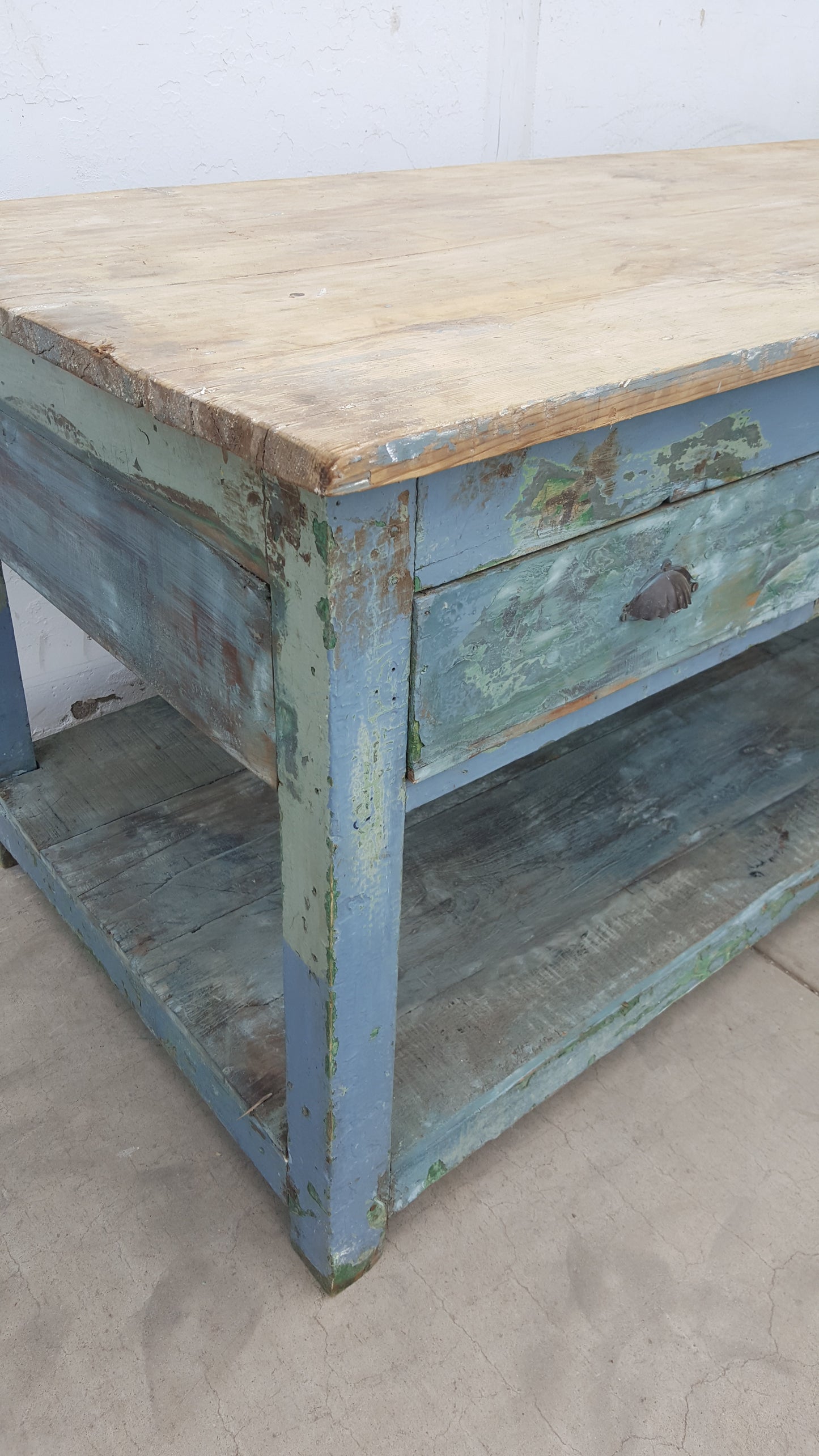 2 Drawer Blue Bakery Table/Island/Work Table