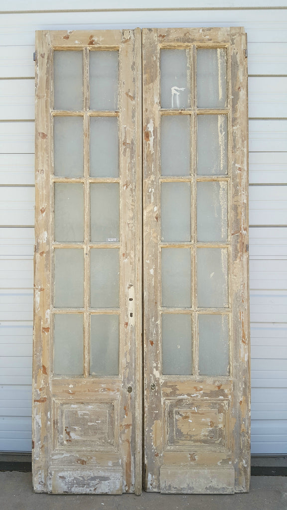 Pair of 10 Lite Distressed Antique French Doors