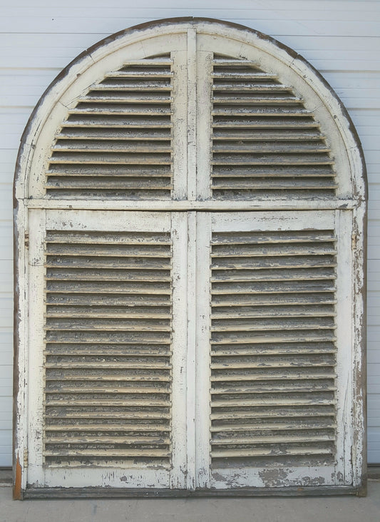 Painted French Shutter with Arched Transom