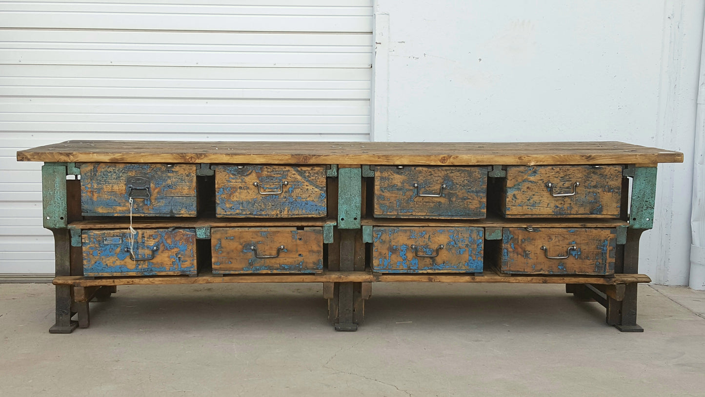 Painted Worktable with 8 Drawers, c.1910 France