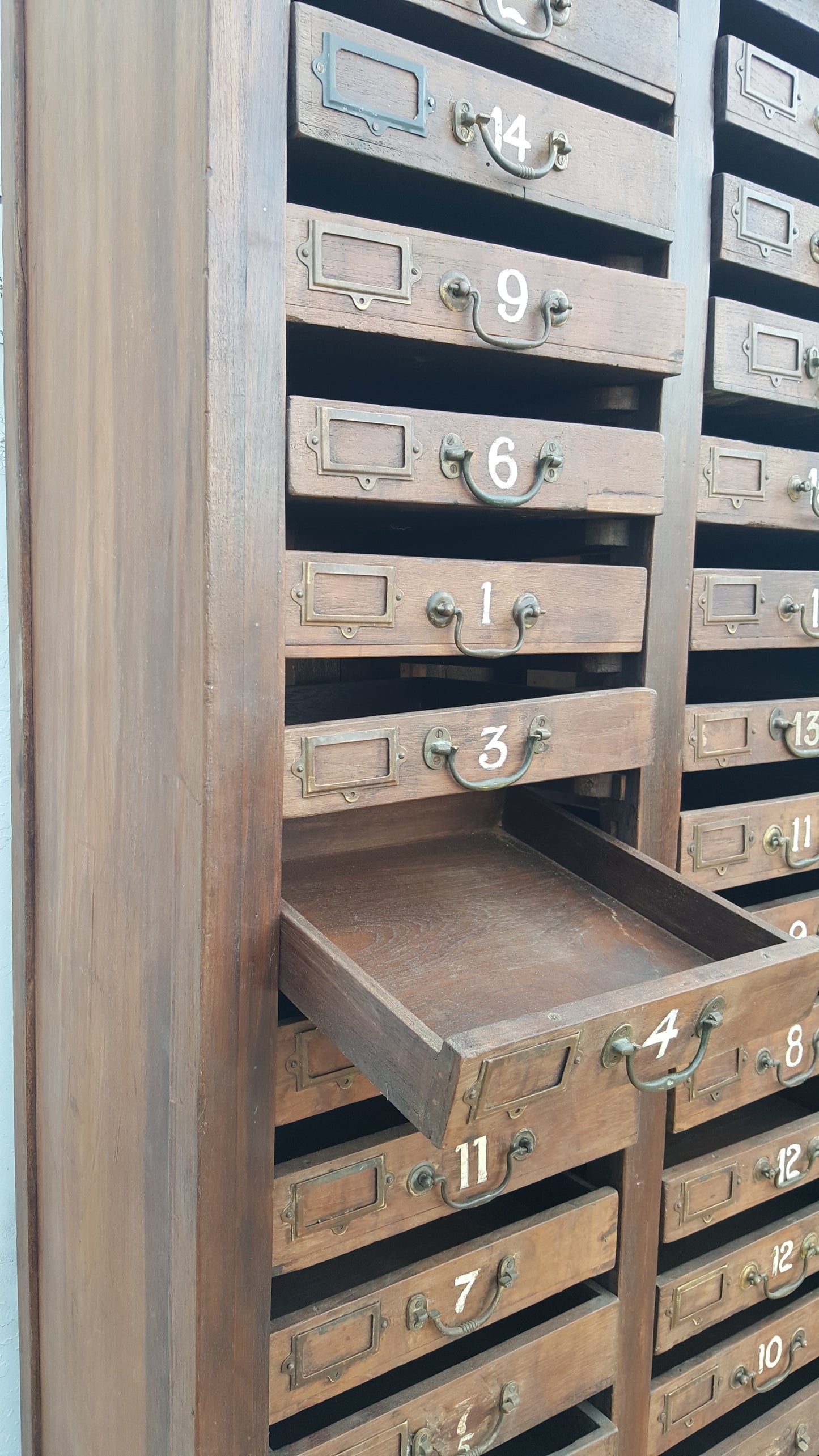 30 Drawer Antique Wood Printers Cabinet