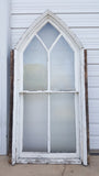 Arched 5 Pane Gothic Style White Wood Church Window