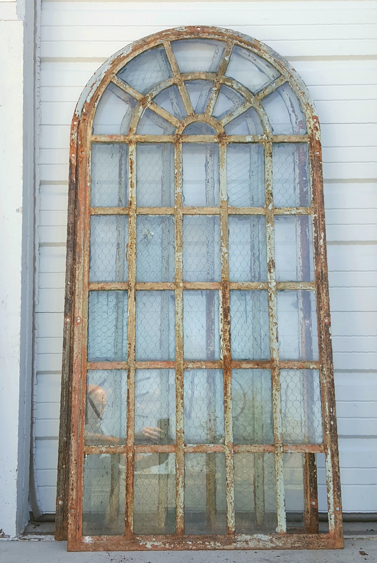 35 Pane Metal Extended Arched Style Window