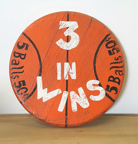 "3 In Wins" Carnival/Game/Sport Wooden Sign