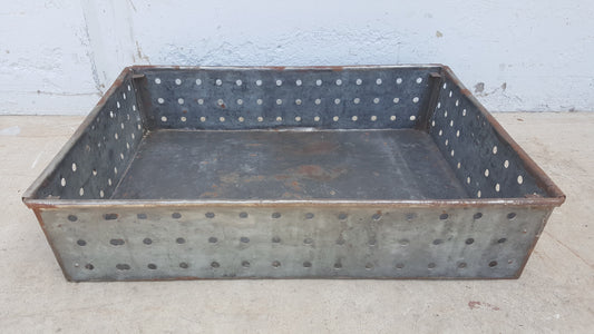 Galvanized Crate with Holes in Sides