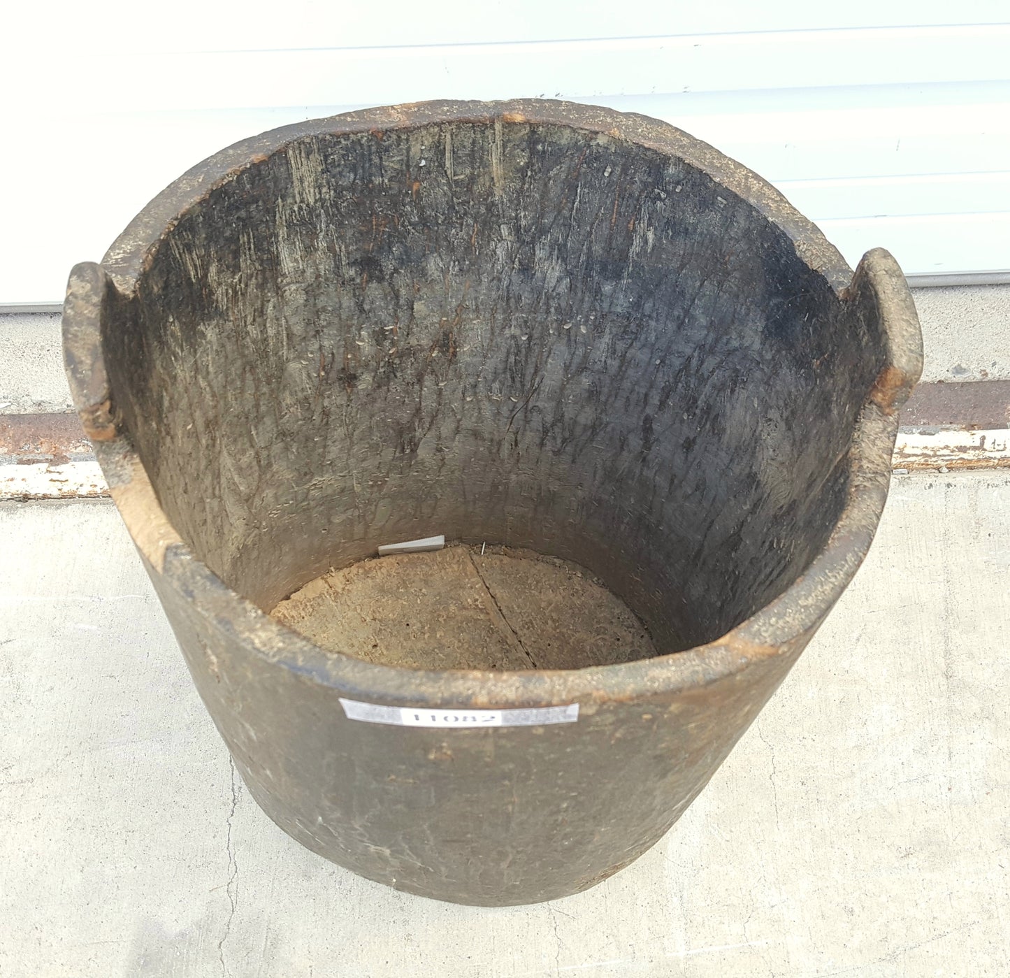 Small Salvaged Hornbeam Container Repurposed as Planter / Trashcan