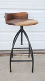 Wood and Iron Low Back Stool
