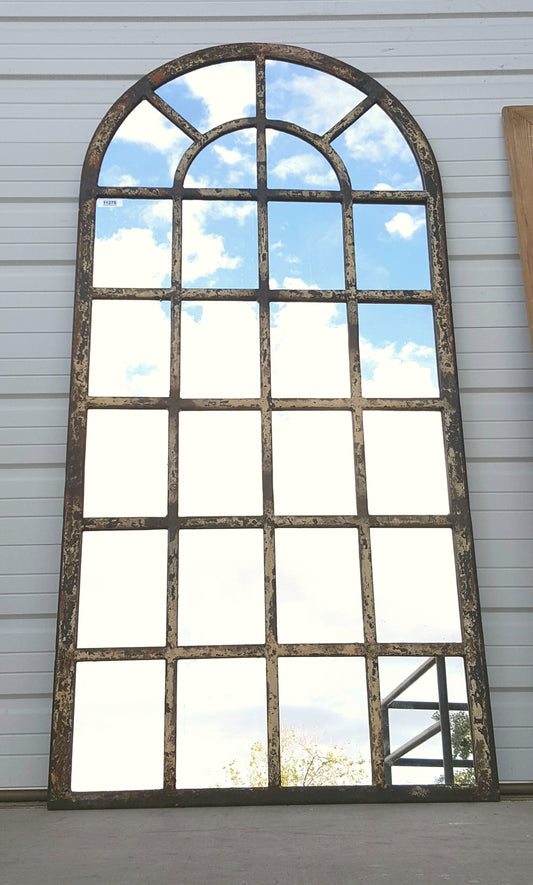 25 Pane Arched Style Iron Mirror