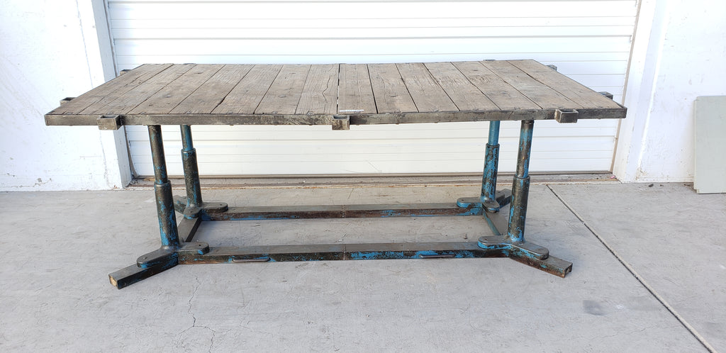 Industrial Iron Table with Painted Legs