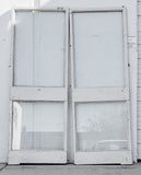 Pair of White Metal Chickenwire Glass Doors