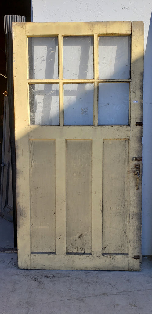 Single Yellow 3 Panel 6 Lite Barn Antique Door