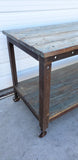 Wood and Iron Table on Wheels