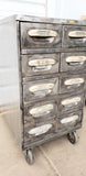 10 Drawer Stripped File Cabinet on Wheels