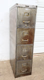 Stripped Stainless File Cabinet with Brass Pulls