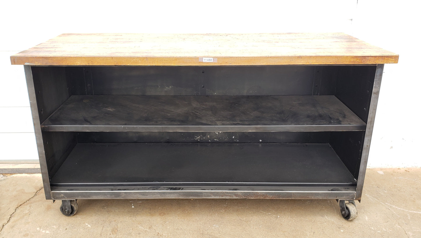 3 Tier Rolling Butcher Block & Steel Island