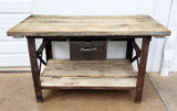 Industrial 1 Drawer X Base Island Work Table